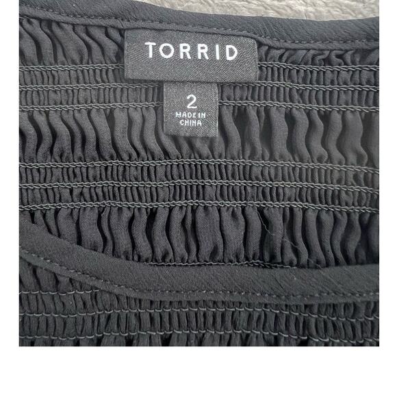TORRID Crinkle Chiffon Black Short Sleeve Layered Hemline Top Wmns Torrid Sz 2X - Picture 7 of 10